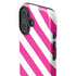 Pink and White Geometric Stripes iPhone 16 Plus Impact Case